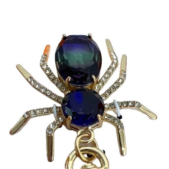 True to Form Spider Bag Charm Iridescent Crystal and Glass CZ Gold Tone Clip NIB - Picture 8 of 10